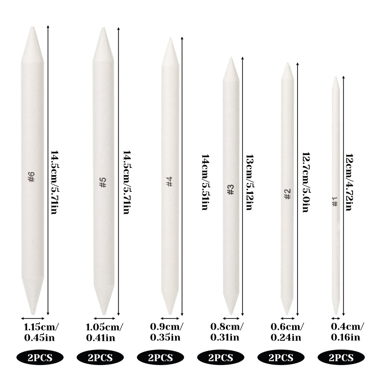 Blending Stump, 12 PCS Tortillions Blending Pencil Oil Pastel Blending Tools Shading Pencils Soft Paper Felts Sketch Blending Sticks for Artist Student Sketch Drawing Supplies (6 Sizes) Sliverdew