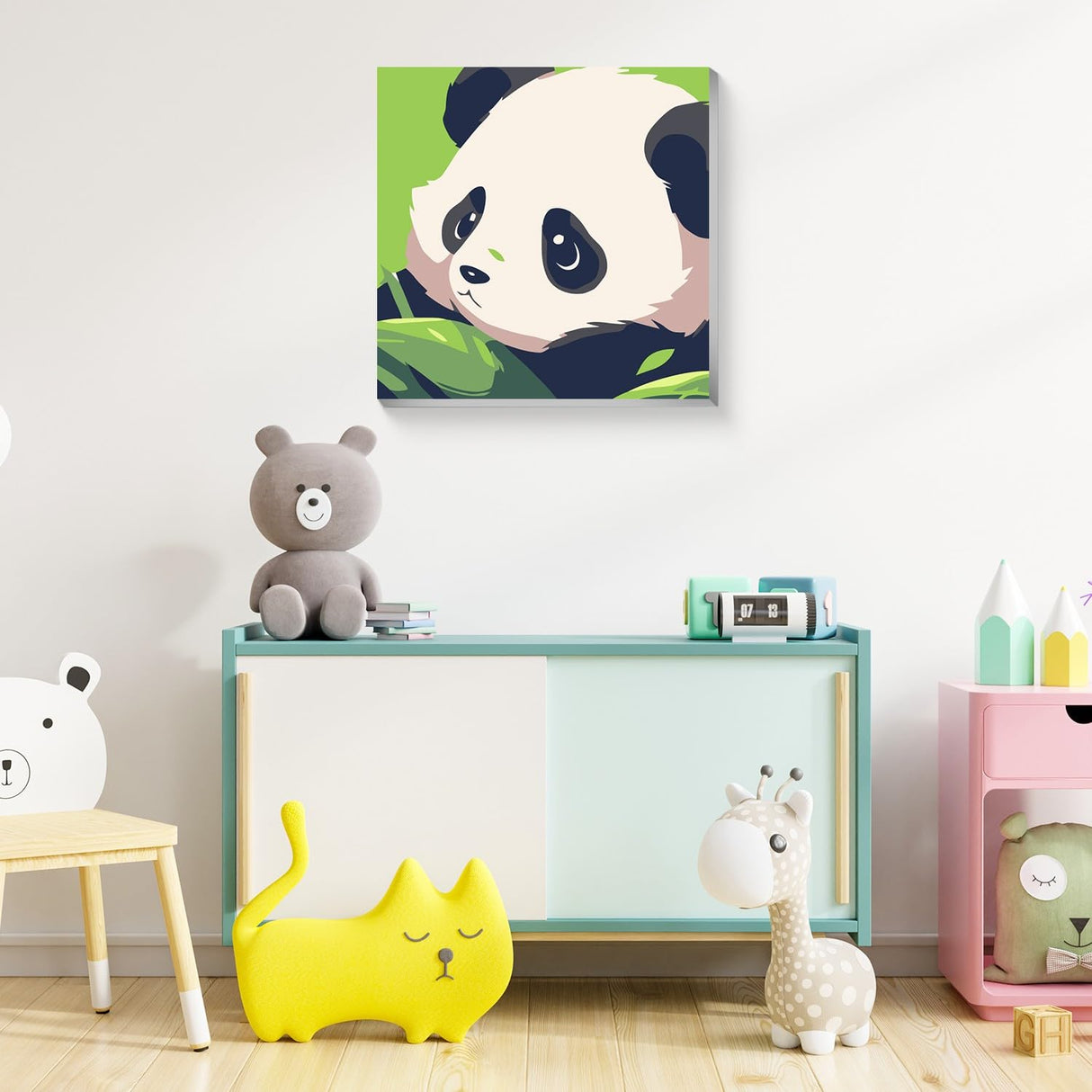 Reivworl Paint by Numbers Kit for Kids with Frame and Easel, Panda Paint by Number Kids Age 5-8-12, Paint by Numbers Gifts and Home Decor (8X8 Inch) Reivworl
