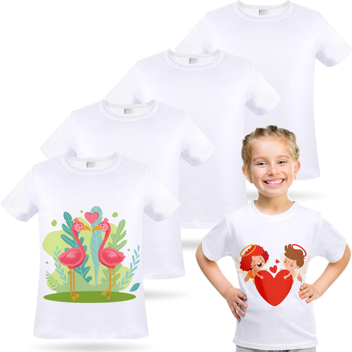 5 Pieces Toddler Blank Sublimation T-Shirt Modal Crew Neck Short Sleeve T-Shirt for Kids Baby Children Youth Tye Dying (3T) JenPen