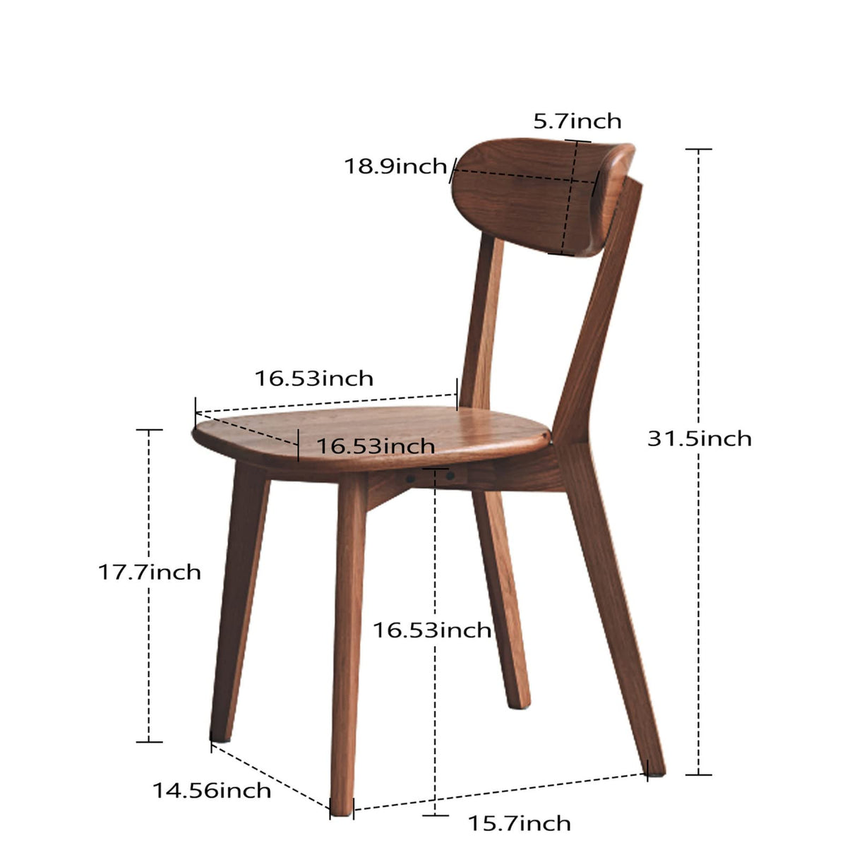 Bamskov 100% Solid Oak Wood Dining Room Chairs - Practical Kitchen Chairs - Wood Chair for Dining Room, Kitchen (1, Walnut) Bamskov