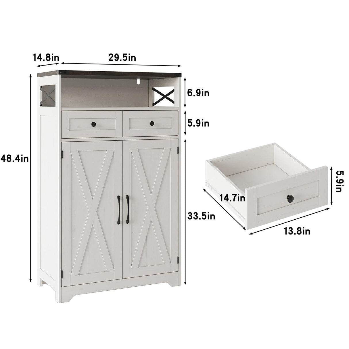 Maupvit 5-Tier Shoe Cabinet with Doors & 2 Drawers, Farmhouse Storage Cabinet with Adjustable Shelves, Wooden Freestanding Shoe Rack Organizer Cabinet for Entryway, Foyer, Hallway, Living Room, White Maupvit
