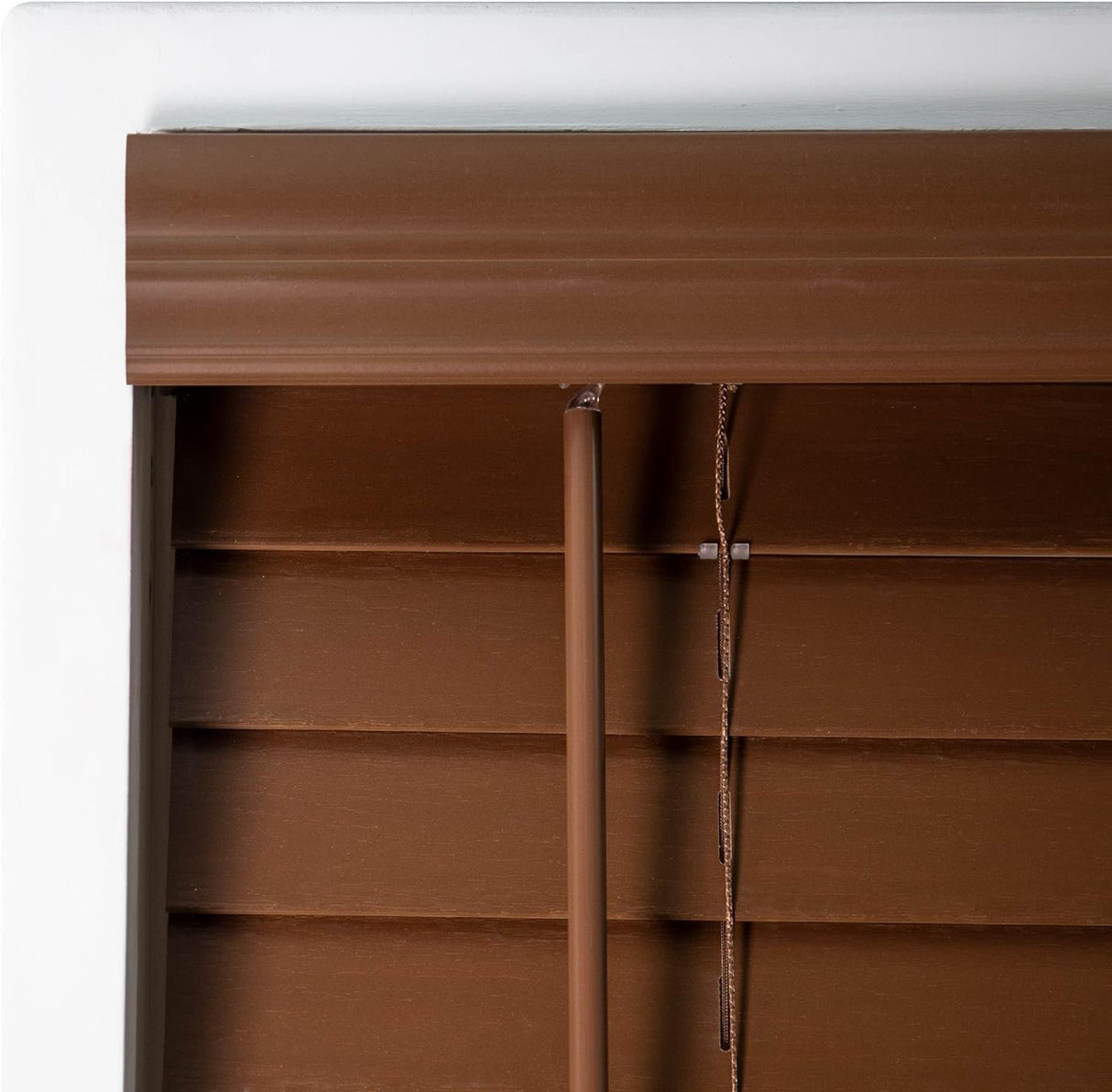 DEZ FURNISHINGS Cordless 2" Signature Faux Wood Blind, 35" W x 72" H, Bark Brown DEZ FURNISHINGS