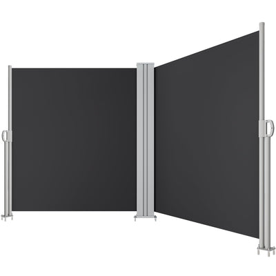 DWVO 236''X 71'' Double Side Awning Retractable Side Awning Folding Privacy Screen Privacy Fence Waterproof UV-Resistant Privacy Awning Outdoor for Garden, Deck, Patio, Pools, Balcony, Black