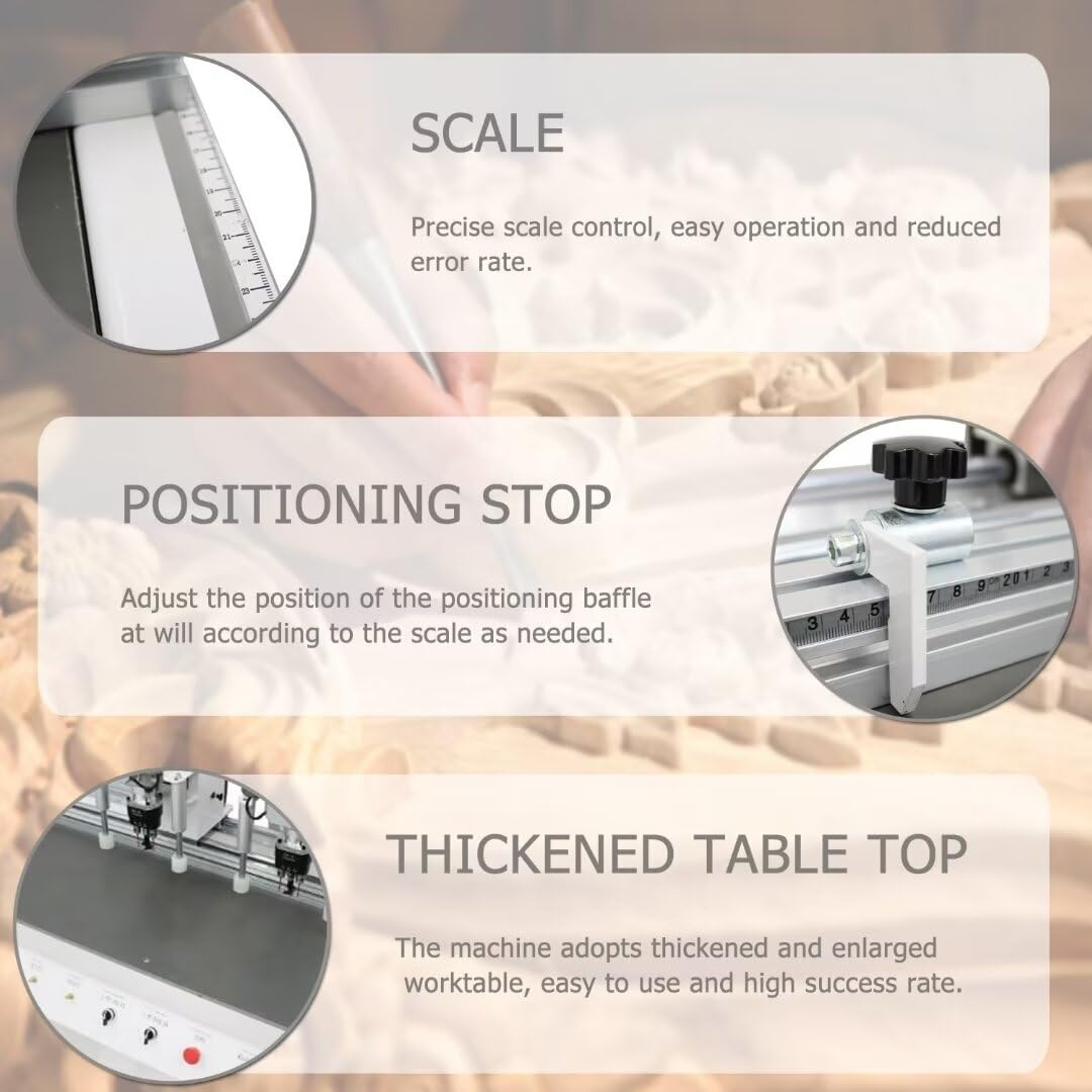 HayWHNKN Hinge Boring Machine Pneumatic Drill Press Machine Woodworking Hinge Drilling Machine Double Station 110V 1.5kw Woodworking Hole Drilling Puncher Equipment HayWHNKN