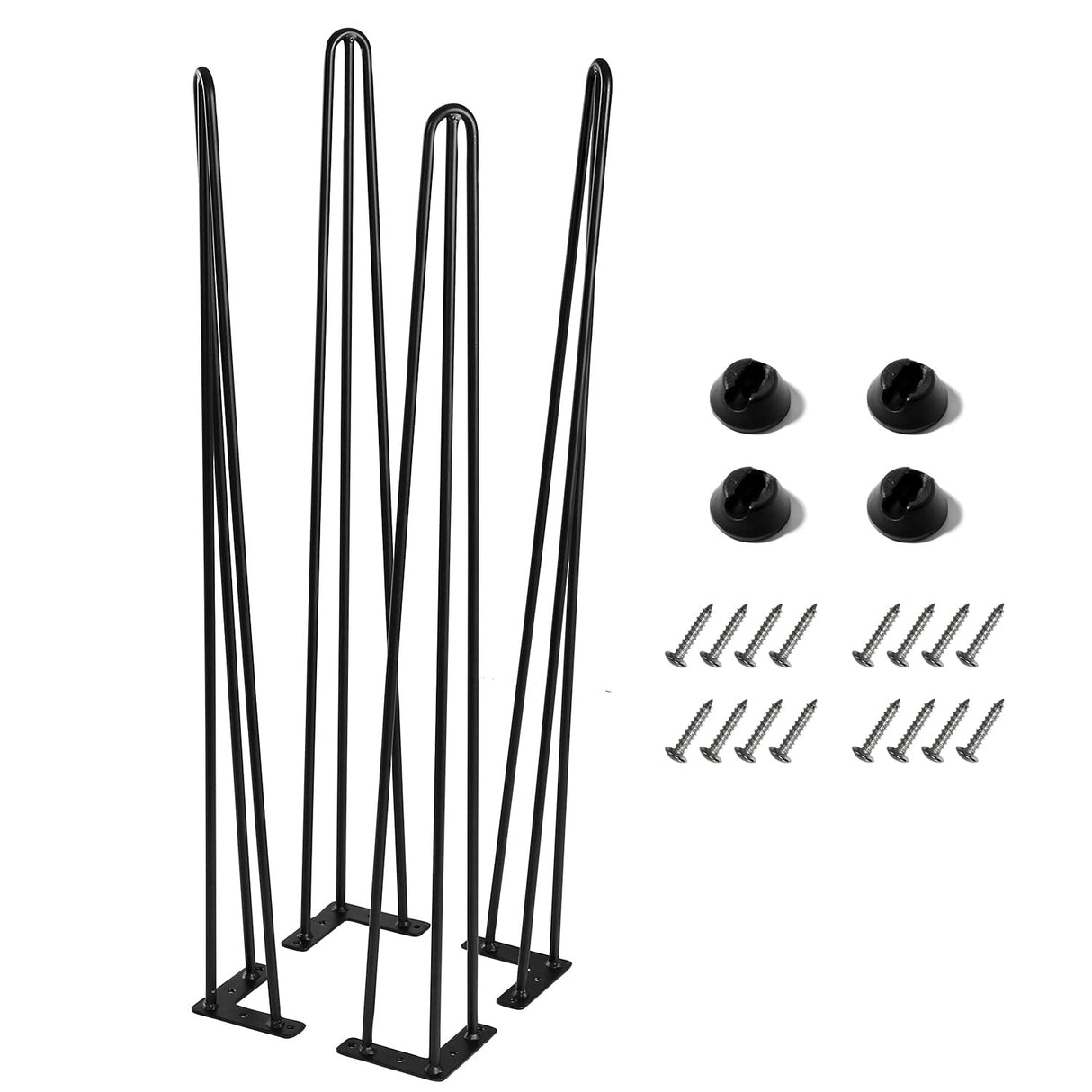 Ironalita 36 Inch Hairpin Legs for Furniture set of 4, Heavy Duty 3 Rod Metal Table Legs with 3/8" Black Solid Iron, DIY Hair Pin Legs for Counter Bar Stool, Console Table, Entryway Table, Plant Stand Ironalita