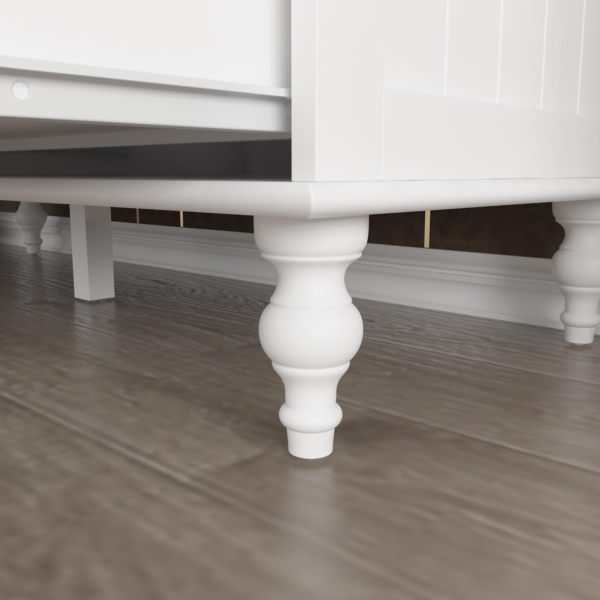 FUNISIR 3 Doors Bedroom Closet, Wood Armoire with Mirror, Clothes Hanging Rail, 4 Storage Shelves and 5 Drawers, 47" Wide Bedroom Storage Unit Wardrobe, Traditional White(70.9" H) FUNISIR