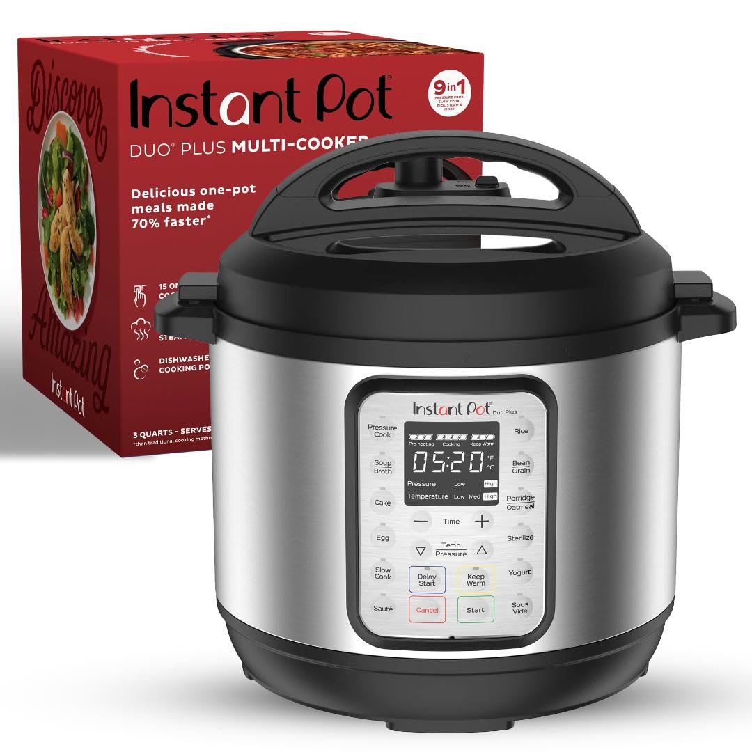 Instant Pot Duo Plus 9-in-1 Electric Pressure Cooker, Slow Cooker, Rice Cooker, Steamer, Sauté, Yogurt Maker, Warmer & Sterilizer, Includes App With Over 800 Recipes, Stainless Steel, 6 Quart Instant Pot
