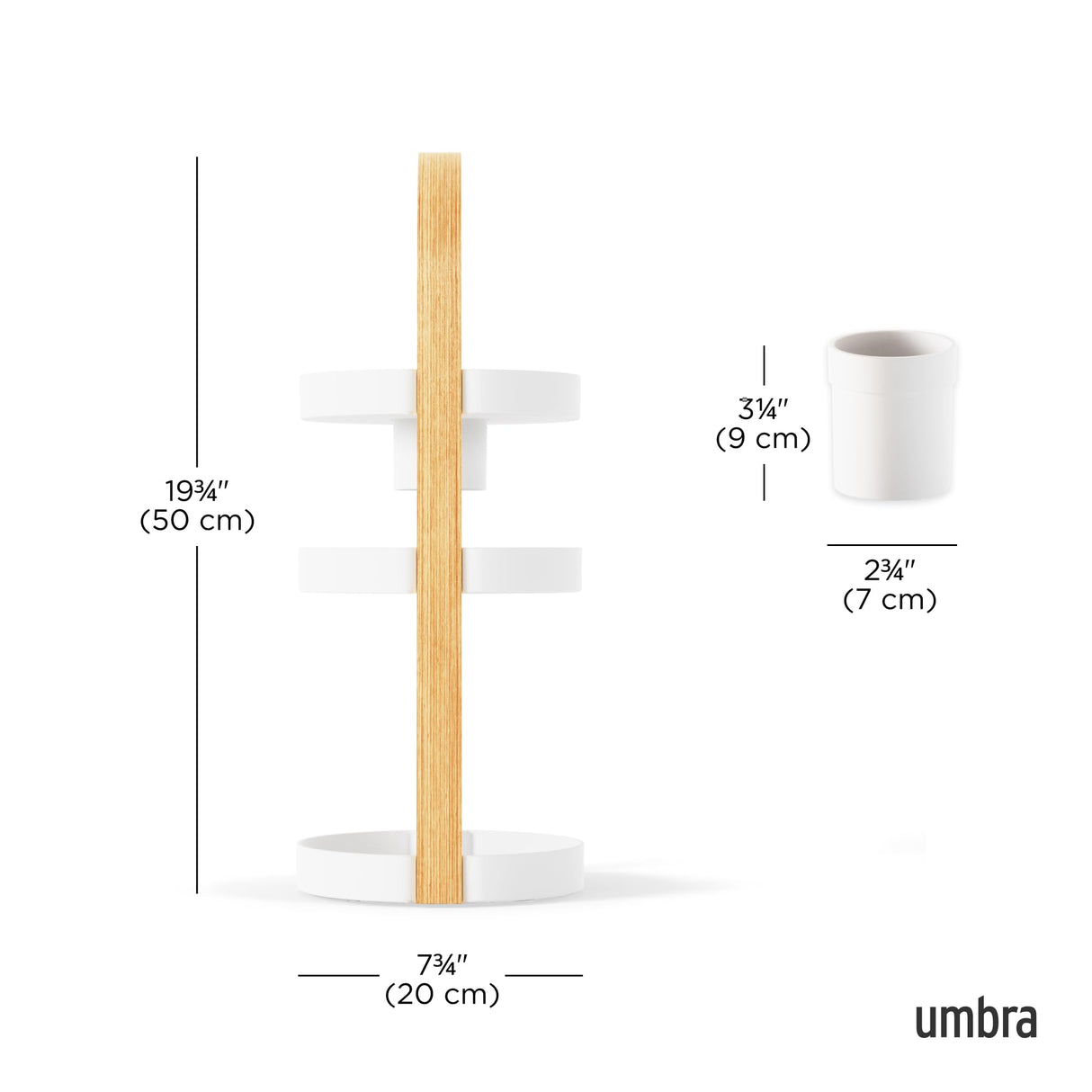 Umbra Bellwood Cosmetic Organizer, (50.2x19.5x19.3cm), White/Natural Umbra