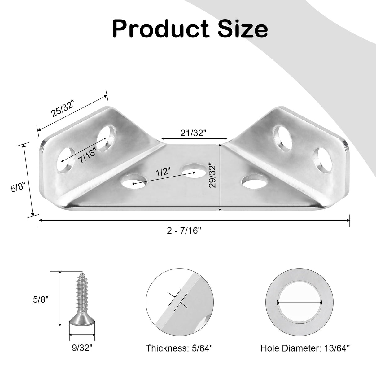 PlusRoc 12-Pack Universal Stainless Steel Furniture Corner Connectors with Screws - Heavy Duty Triangular Support Brackets for Wood Furniture, Drawers, Cabinets, Tables, and Chairs PlusRoc