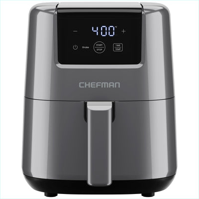 CHEFMAN 2 Qt Mini Air Fryer – Digital Space-Saving Compact Air Fryer with Nonstick and Dishwasher Safe Basket, Quick & Easy Meals in Minutes, Features Digital Timer and Shake Reminder – Grey