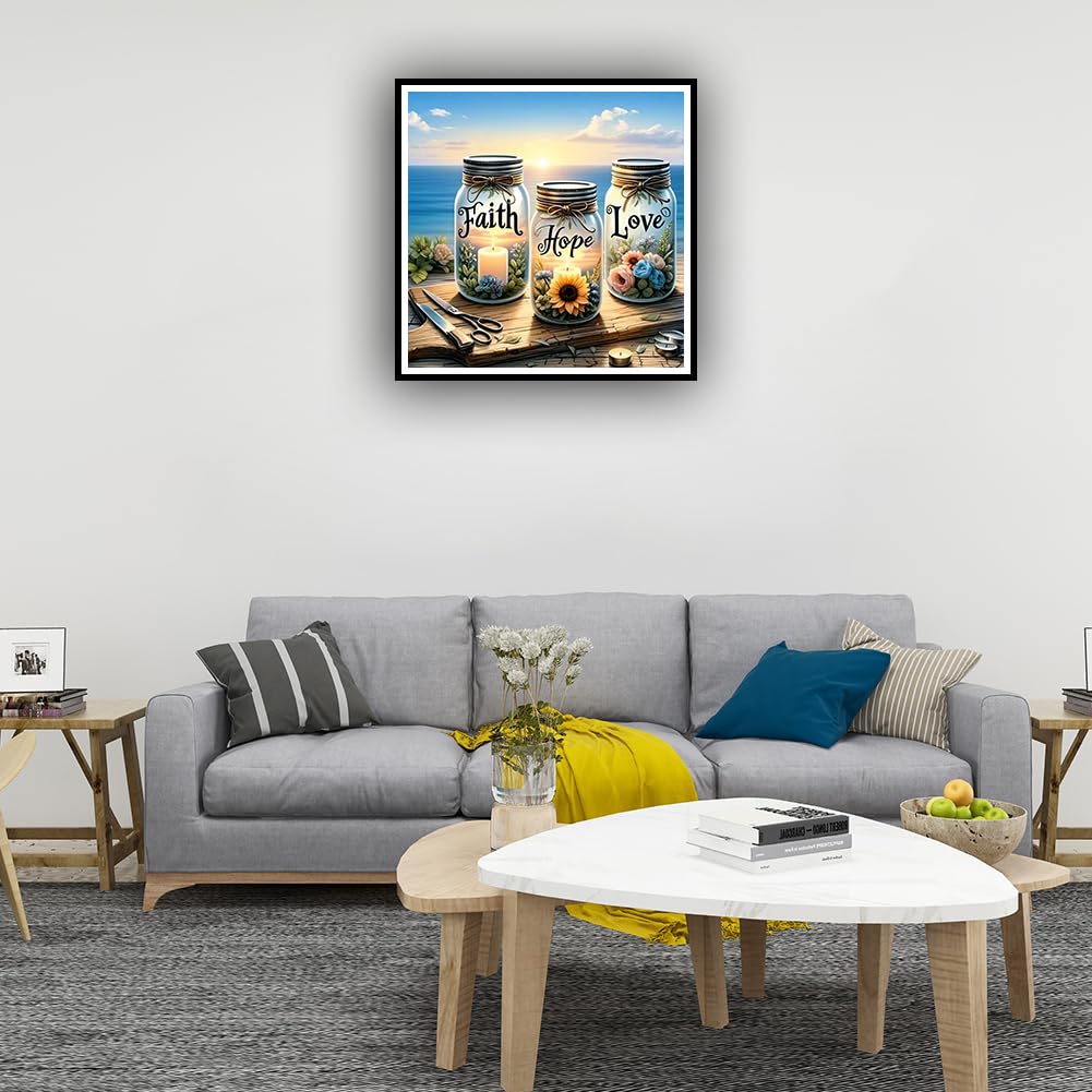 hill froeistung Faith,Hope,Love Diamond Art Kits for Adults,Inspirational 5D Diamond Art Painting Kits for Beginners,DIY Paint with Round Full Drill Diamond Dots Craft Home Wall Decor Gift 12x12 inch hill froeistung