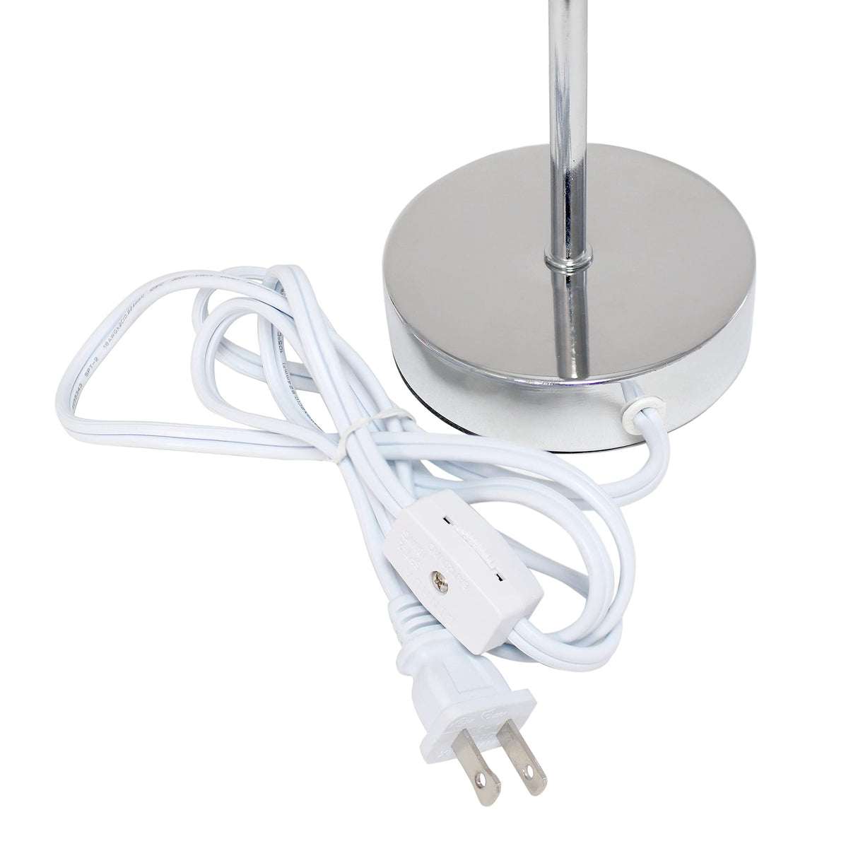 Simple Designs LT2007-GRY Chrome Mini Basic Stick Table Lamp with Fabric Shade, Gray Simple Designs