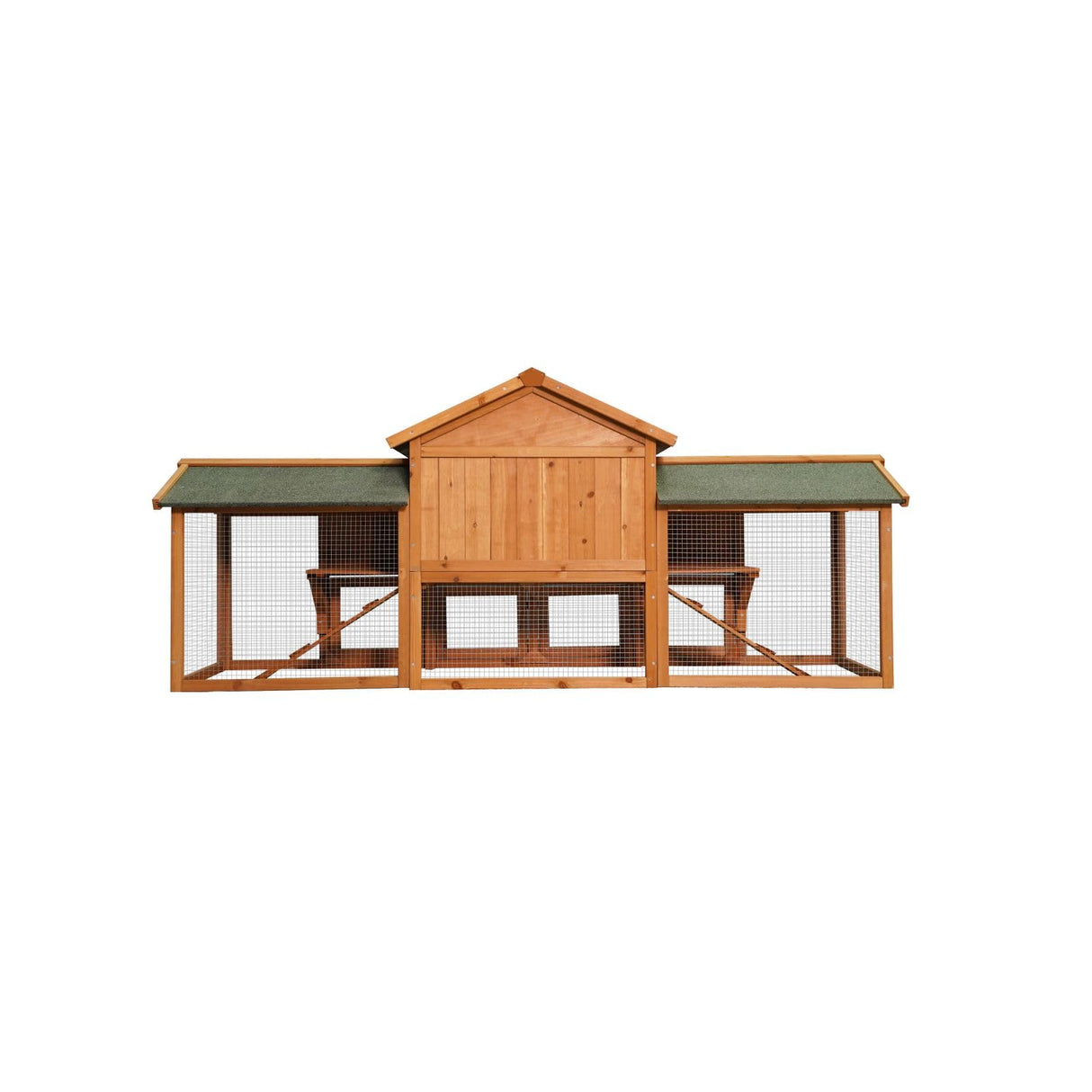 Chicken Coops Large 2-Tier Wooden Chicken House Outdoor Double Door Poultry Hen Cage Backyard Rabbit Hutch Pen with Removable Tray and 2 Runs 79.5 x 33.66 x 20.66 inches EastVita