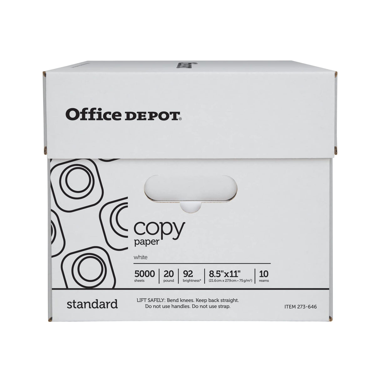 Office Depot White Copy Paper, 8 1/2in. x 11in., 20 Lb, 500 Sheets Per Ream, Case Of 10 Reams, 40402786 Office Depot