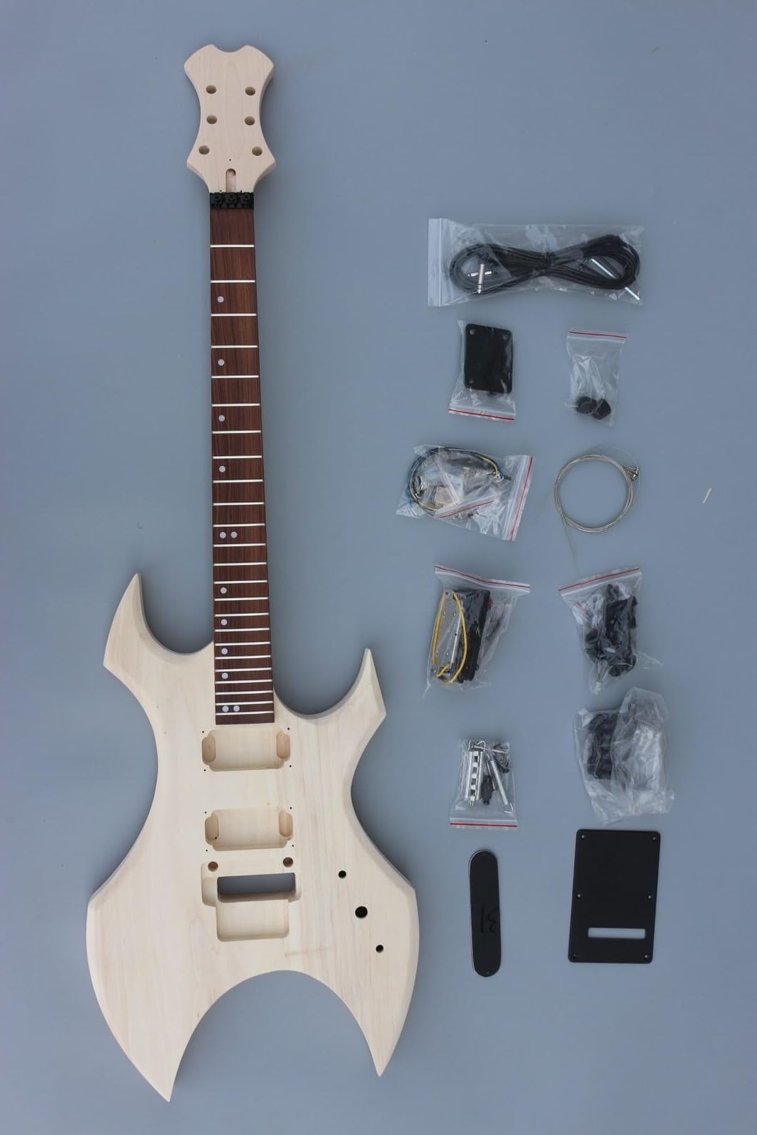 WUQIMUSC DIY electric guitar kits Basswood Guitar Body Mahogany Neck 24 fret 25.5 inch build on your own WoodArtSupply