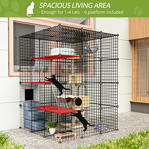 Eiiel Outdoor Cat Enclosure,Largr Cages,Catio with Super Large Enter Door,House Balcony Cat Playpen with Platforms,DIY Kennels Crate Large Exercise Place Ideal for 1-4 Cats Eiiel