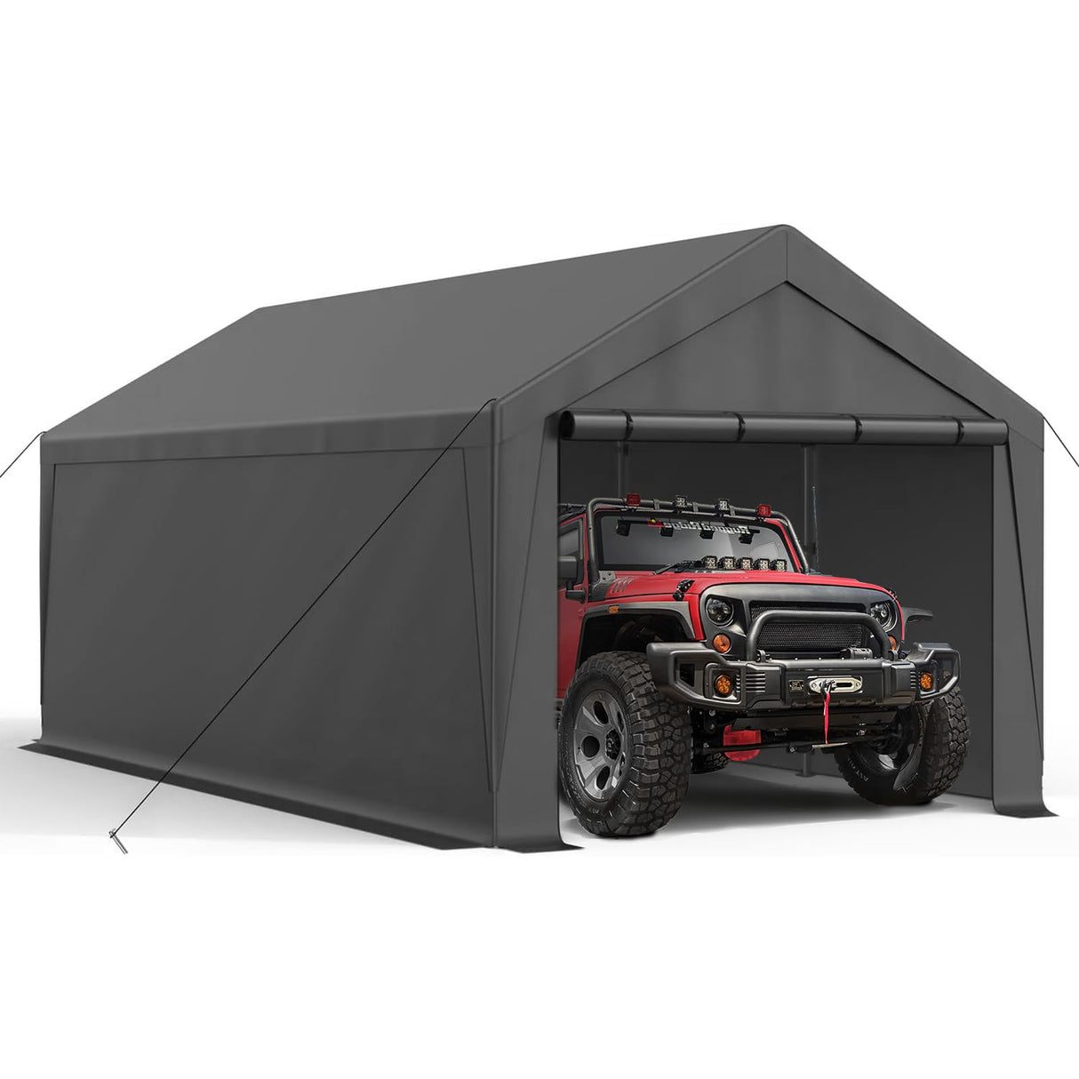 10×20 Carport Portable Carport Garage Heavy Duty with Sidewalls, Reinforeced Metal Frame, Waterproof Carport Canopy for Party Boat Cars and Storage (Grey) gaildon