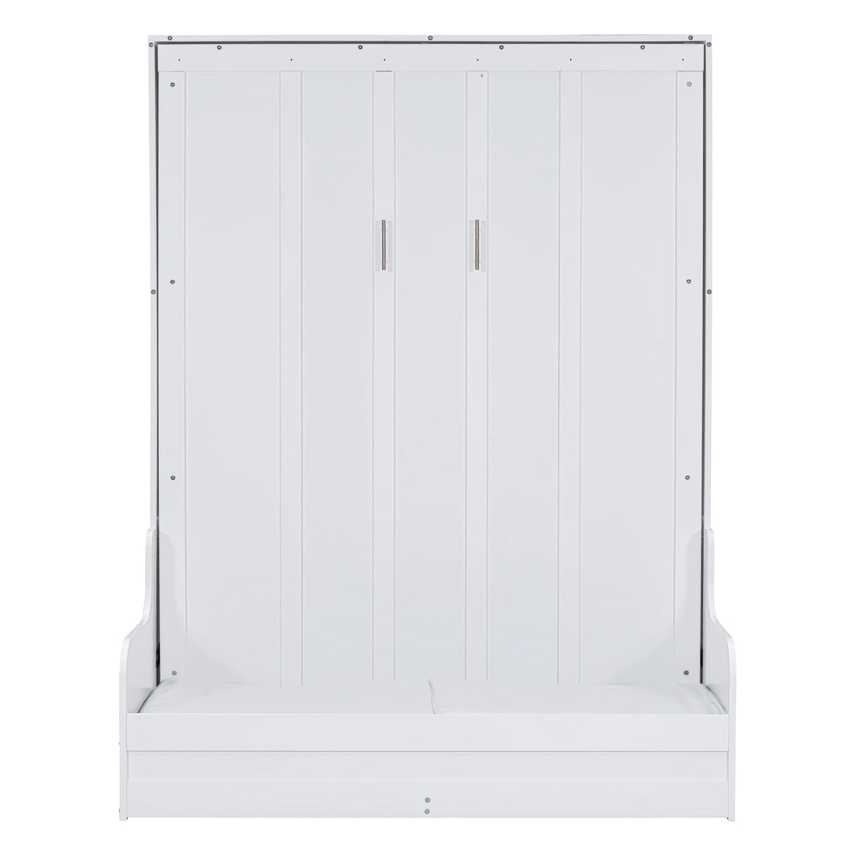 HABITRIO Queen Size Murphy Bed, Wooden Queen Murphy Bed Wall Bed with Sofa and Cushion, White HABITRIO