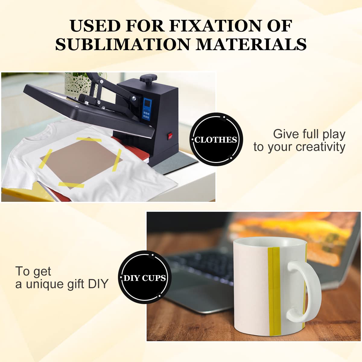 CoYlBod Polyimide Film Adhesive Tape High Temperature Tape 1 inch (25.4mm) X 36 Yds,No Residue Heat Resistant Tape for Sublimation, Masking, 3D Printing, Electric Task, Soldering CoYlBod