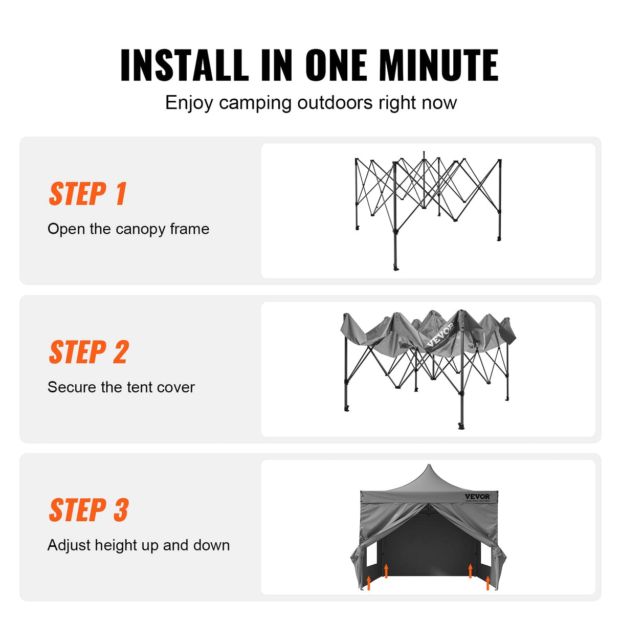 VEVOR 10x10 FT Pop up Canopy with Removable Sidewalls, Instant Canopies Portable Gazebo & Wheeled Bag, UV Resistant Waterproof, Enclosed Canopy Tent for Outdoor Events, Patio, Backyard, Party, Camping VEVOR