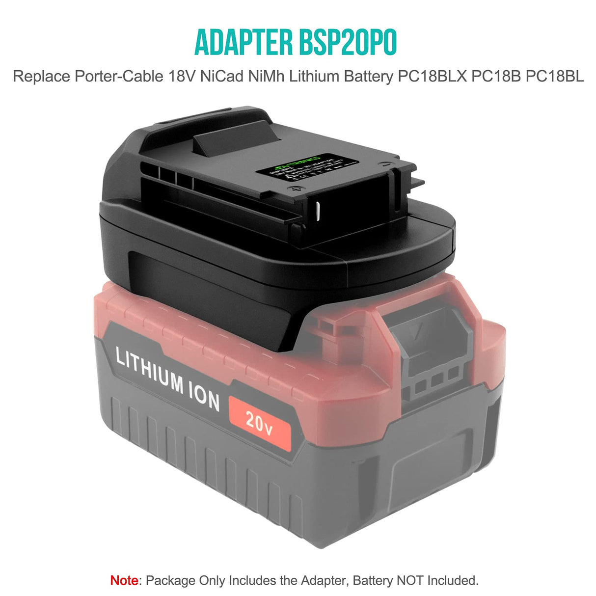 ADVTRONICS 20V Battery Adapter BSP20PO Compatible with Porter Cable 18V Tools, Convert Porter Cable 20V MAX Lithium Battery PCC685L PCC680L PCC685LP to 18V NiCad NiMh Lithium Battery PC18B PC18BL ADVTRONICS