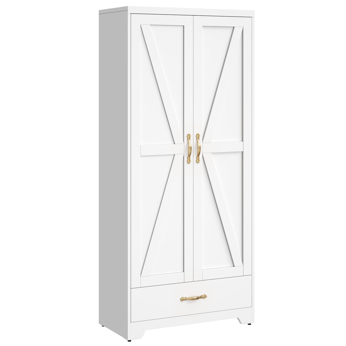 YITAHOME 62" Kitchen Pantry Cabinet, Metal Storage Cabinets with Adjustable Shelves, Farmhouse Pantry Organizer with Door and Drawer for Dining Living Room, White YITAHOME