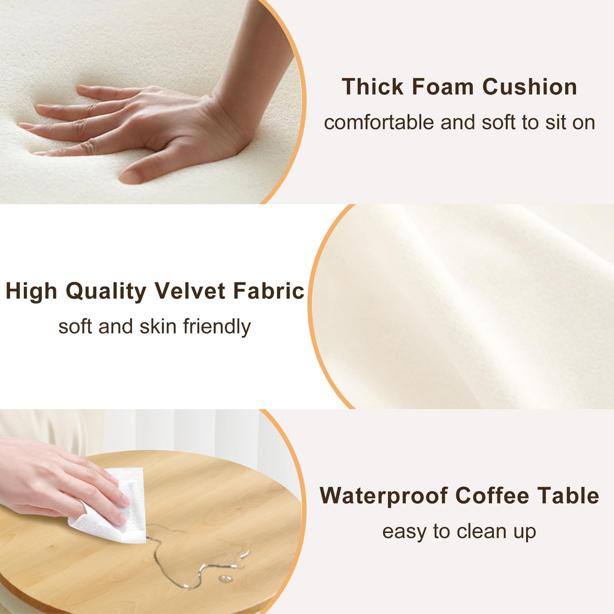 Round Ottoman with Storage Set of 2, White Vanity Stool, Upholstered Velvet Storage Ottomans, Makeup Chair Seat for Bedroom, Small Pouf Footstool for Living Room Recximi