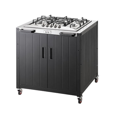 Feasto Gas Grill, Movable Outdoor Gas Stove Stainless Steel Top with Cabinet, 5 Burners with 36,200 BTUs, Outdoor Propane Grill for Outdoor Cooking, Ideal for Lawn & Garden, L35.4” x W24”