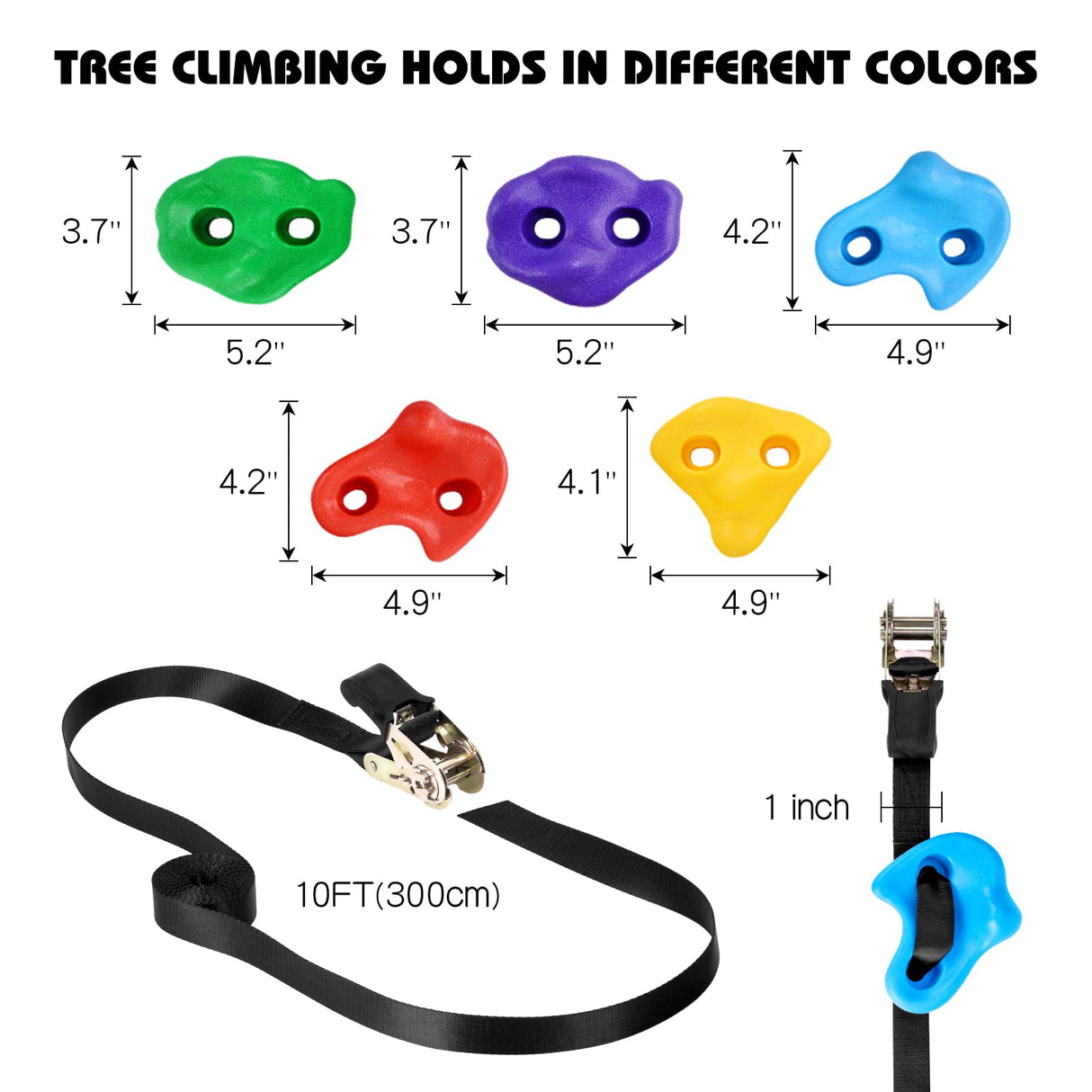 12 Ninja Tree Climbing Holds and 6.56FT Climbing Rope for Kids, Tree Climber Climbing Kit for Outdoor Ninja Warrior Obstacle Course Training TOPNEW