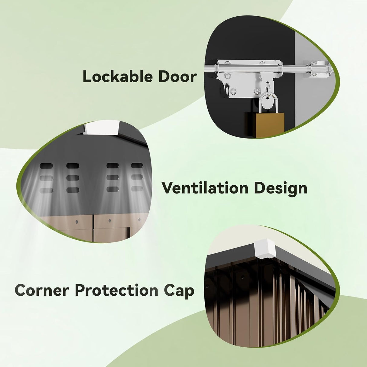 COMHOMA Shed Outdoor Storage Shed Metal,Lockable Doors Tool Sheds with Sloping Roof,Steel Garden Shed with Air Vent for Backyard,Patio,Lawn,Poolside (Brown, 8'*6') COMHOMA