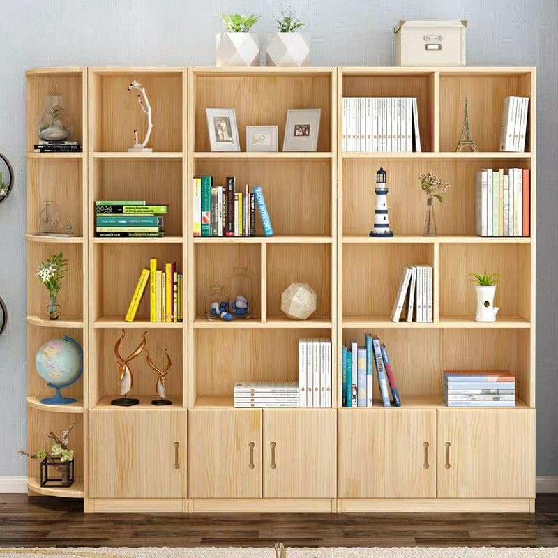 CraftThink Modern Natural Wood Bookcase - Stylish 39" L x 12" W x 84" H Bookshelf for Home Office Storage CraftThink