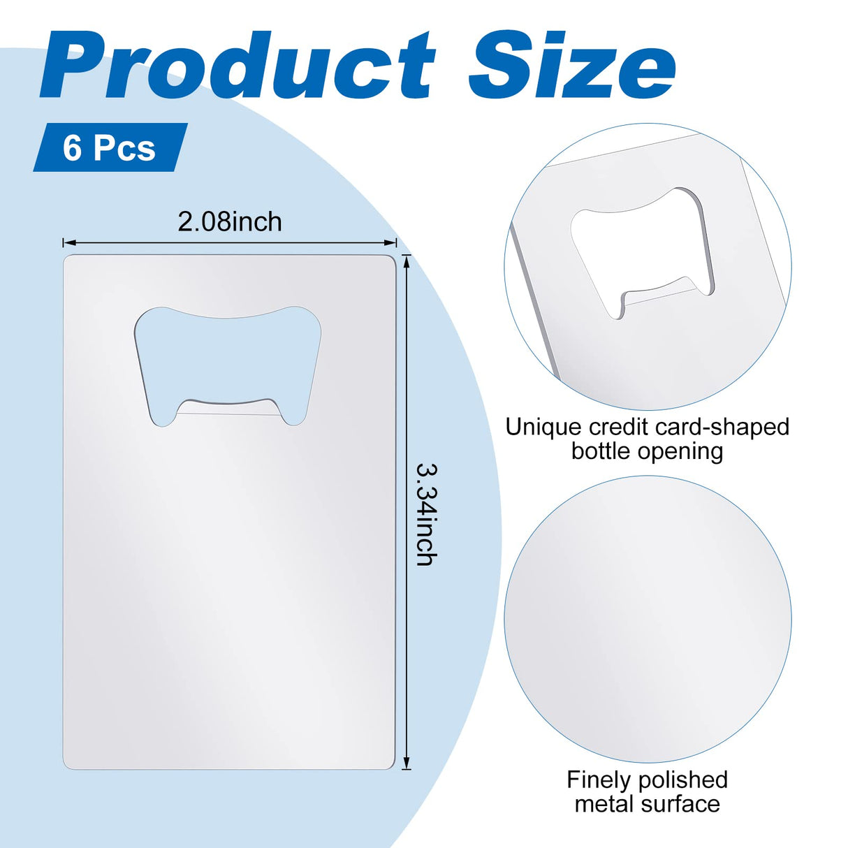 Didaey 6 Pcs Sublimation Bottle Opener Blanks Credit Card Bottle Opener Metal Stainless Steel Wallet Beer Opener for Christmas Wedding Party Gifts Bar Kitchen Restaurant, White 2.09 x 3.35 Inch Didaey