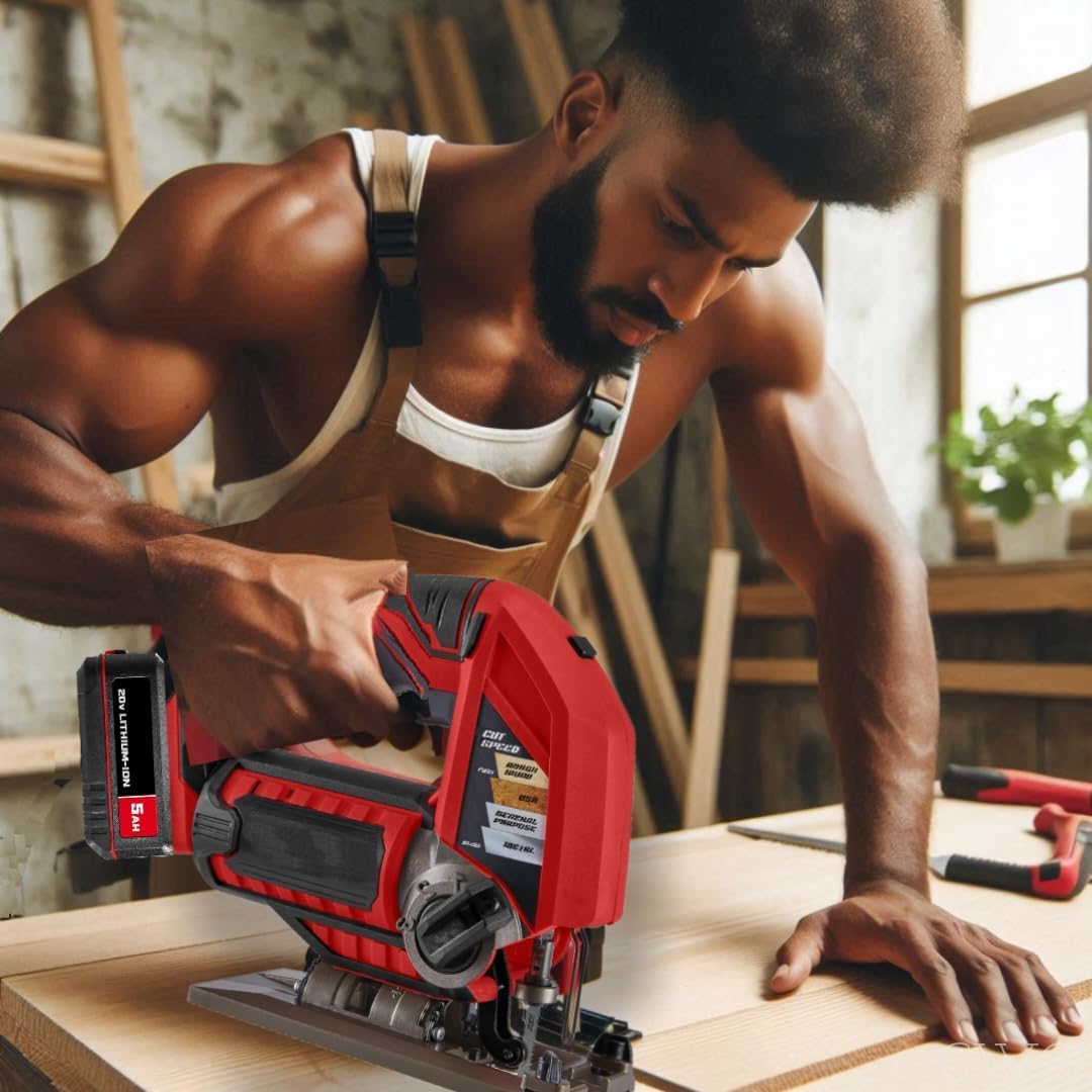 Fits BAUER 20V Cordless Variable Speed Jig Saw Kit with 5Ah Lithium Ion Battery & 20V Rapid Charger - Designed for Precise Control & Superior Cutting Performance in a Wide Variety of Materials Generic