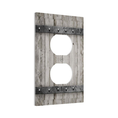 Farmhouse Grey Wood Barn Door 1 Gang Outlet Plate Duplex Decorative Outlet Covers Vintage Farmhouse Outlet Covers Electrical Receptacle Lightswitch Faceplate Rustic Wood 5"" X 3"(Plastic )