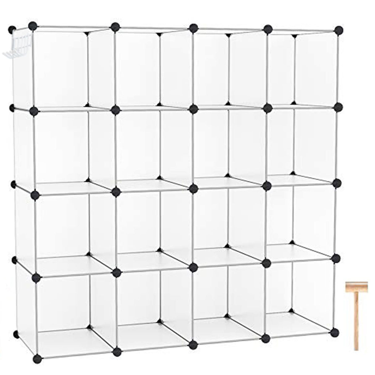 C&AHOME Cube Storage Organizer, 16-Cube Shelves Units, Plastic Storage Cubes, DIY Closet Organizer, Modular Closet Storage Shelves Ideal for Home, 48.4" L × 12.4" W × 48.4" H Transparent SUM3016W C&AHOME