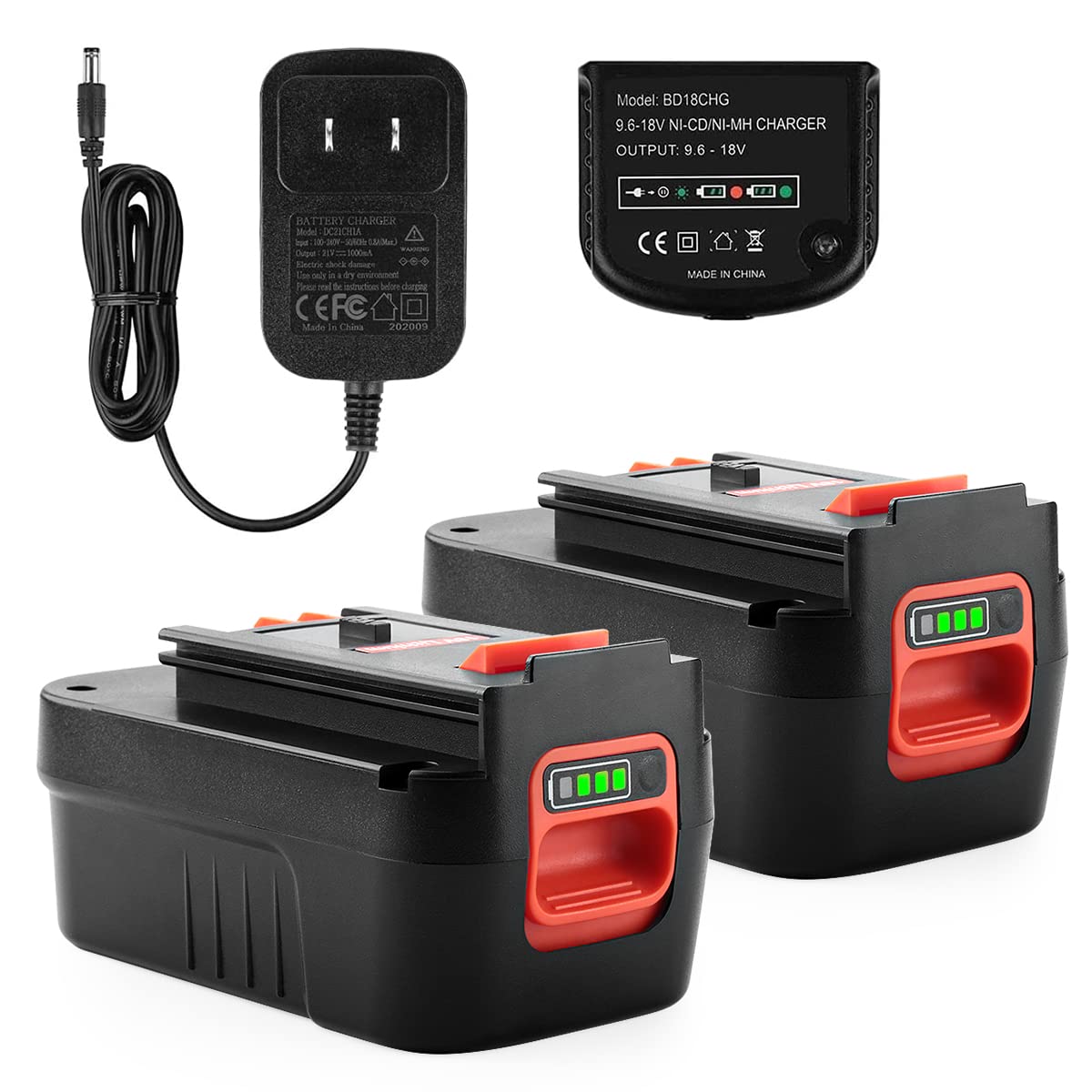 Powilling 2Pack 6.5Ah Lithium Battery Replacement for Black and Decker 18V Battery Firestorm 18v Battery HPB18 HPB18-OPE 244760-00 A1718 FS18FL FSB18 Firestorm 18V Battery(Charger Included) Powilling