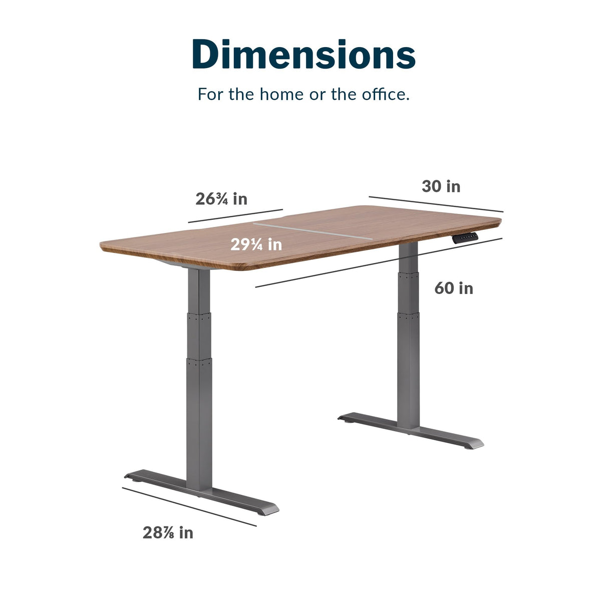 Vari Electric Standing Desk - 60x30 VariDesk, Adjustable Height Stand Up Computer Desk - Dual Motor with Memory Presets, Stable T-Style Legs- Home Office Essentials - Walnut Vari