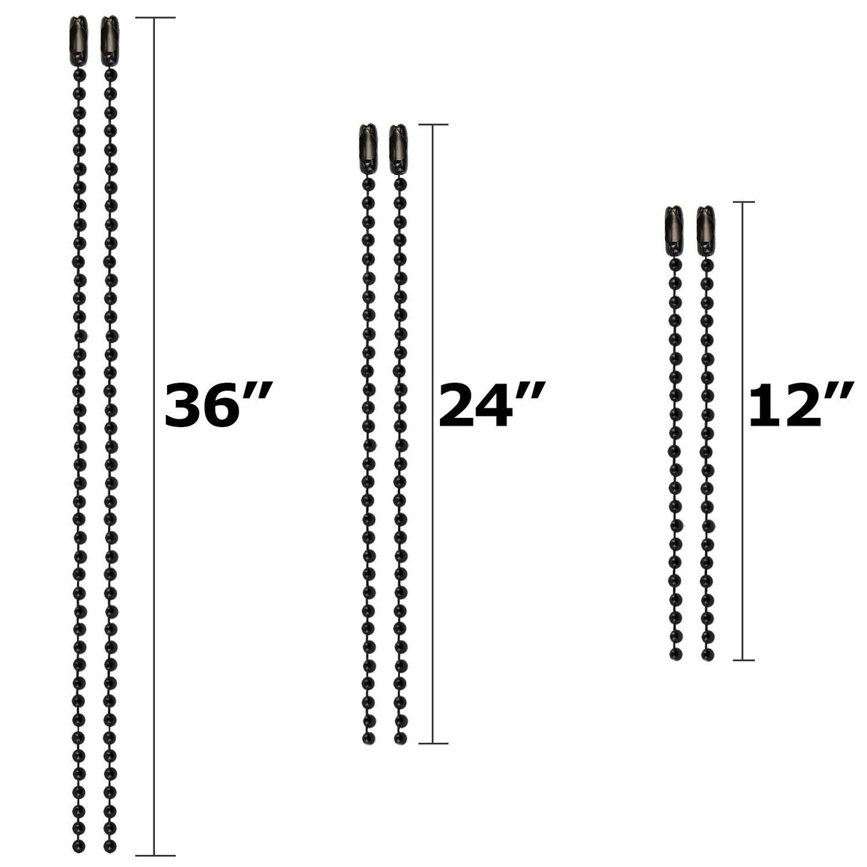 Blue Donuts Ceiling Fan Pull Chain Extender 3.2mm Diameter Black Chain Extension, Pack of 6 – Two 12 Inch, Two 24 Inch, Two 36 Inch, Metal Blue Donuts