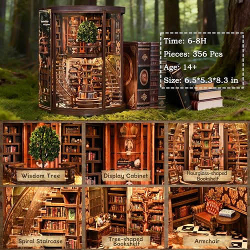 DolphinIsle Book Nook Kit for Adults Booknook DIY Miniature Library Decor Fantasy 3D Puzzle