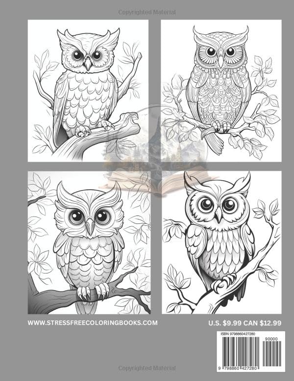 Owl Coloring Book: Owl Magic: A Coloring Extravaganza for All Ages - Unleash Your Creativity, Relax, Create, and Explore with Owls Majosta