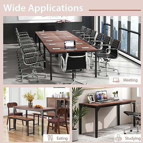 COSTWAY Conference Table Set of 6, 55” x 24” Large Meeting Room Table W/Heavy Duty Steel Frame, 4.5FT Modern Computer Desk for Home, Office, Conference Room, Easy Assembly (6) COSTWAY