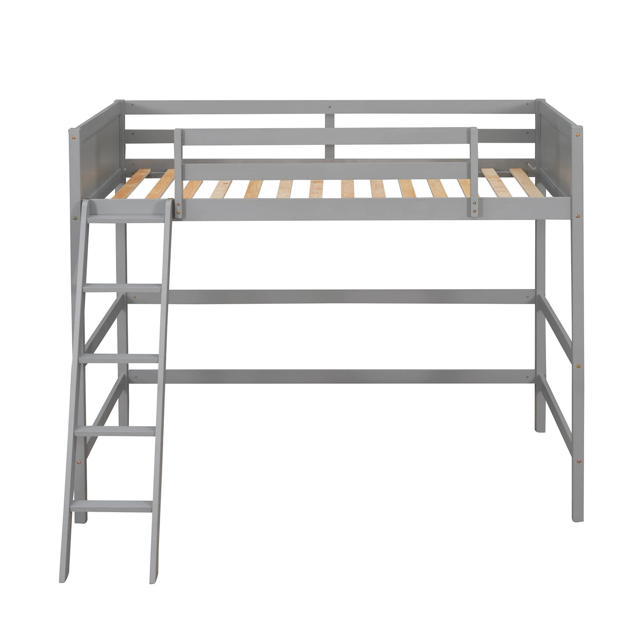 Merax Twin Size Junior Loft Bed with Slide Wood Loft Bunk Bed for Girls Boys,Space Saving Gray Merax