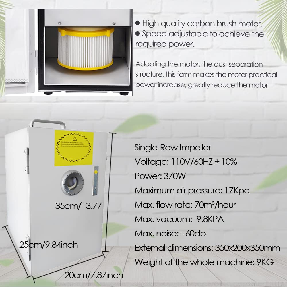 Yuland Dental Lab Grinding Vacuum Cleaner Single-Row Digital Dust Collector 110V 370W Silent Vacuum Dust Extractor for Laboratory (Q-3) Yuland