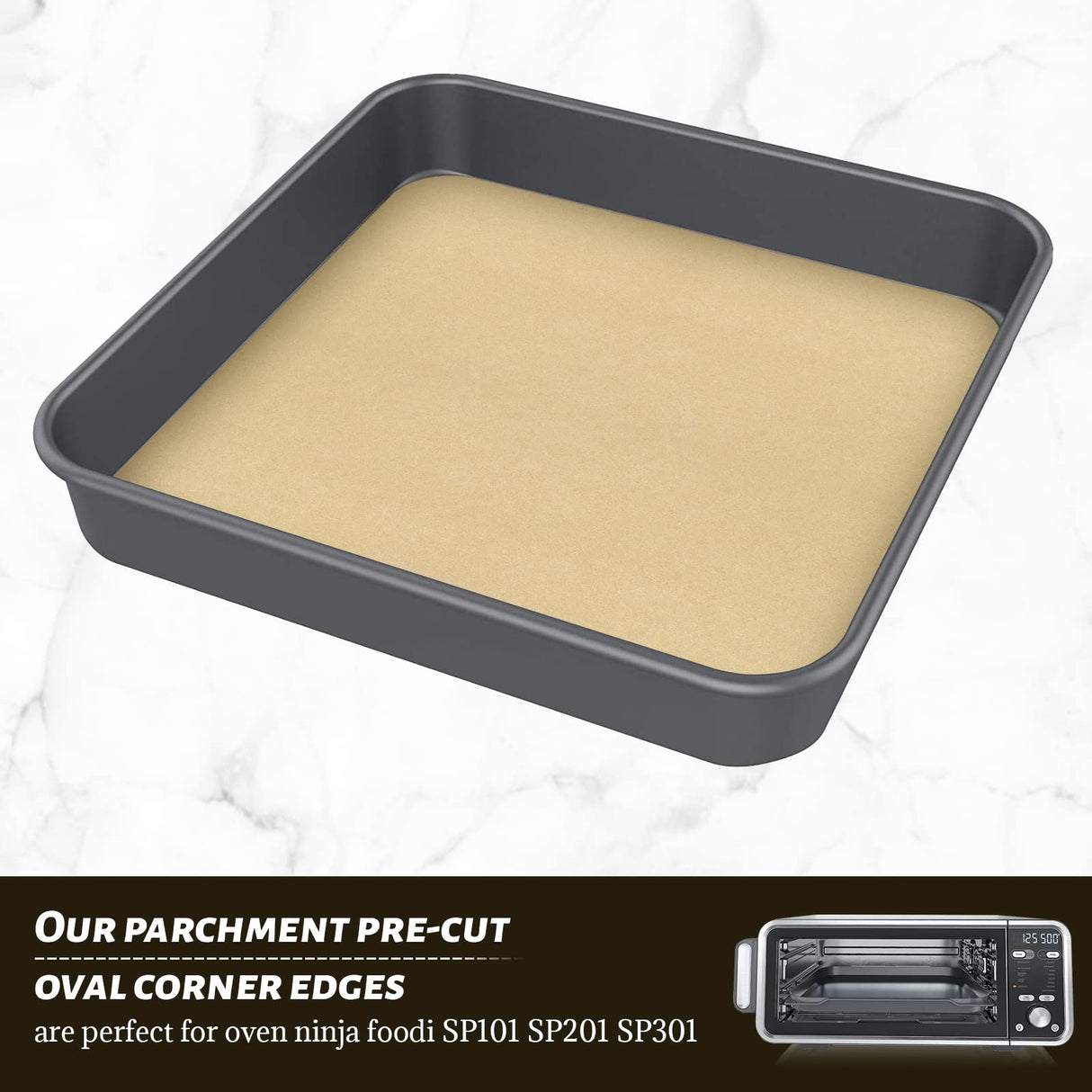 WMKGG 12 inch Air Fryer Parchment Paper Squares, 100 Sheets Unbleached Pre-Cut Baking Disposable Paper Liner for Ninja Foodi Flip SP101/SP201/SP301/SP351, Cuisinart Toaster Oven, Microwave WMKGG