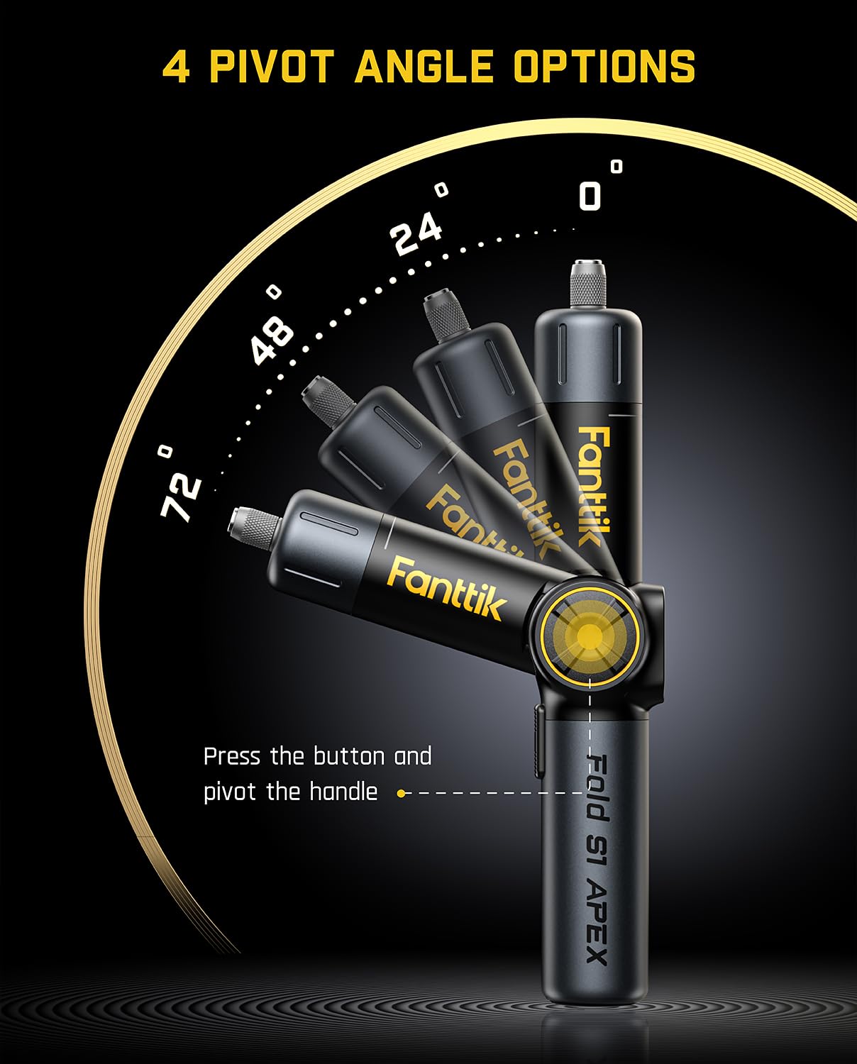 Fanttik Fold S1 APEX 3.7V Cordless Screwdriver, Electric Screwdriver, Screen Interaction, Pivot Handle, High/Low RPM Options, Max 7N.m, 1/4''Hex, Ideas DIY Tool - Deluxe Edition Fanttik