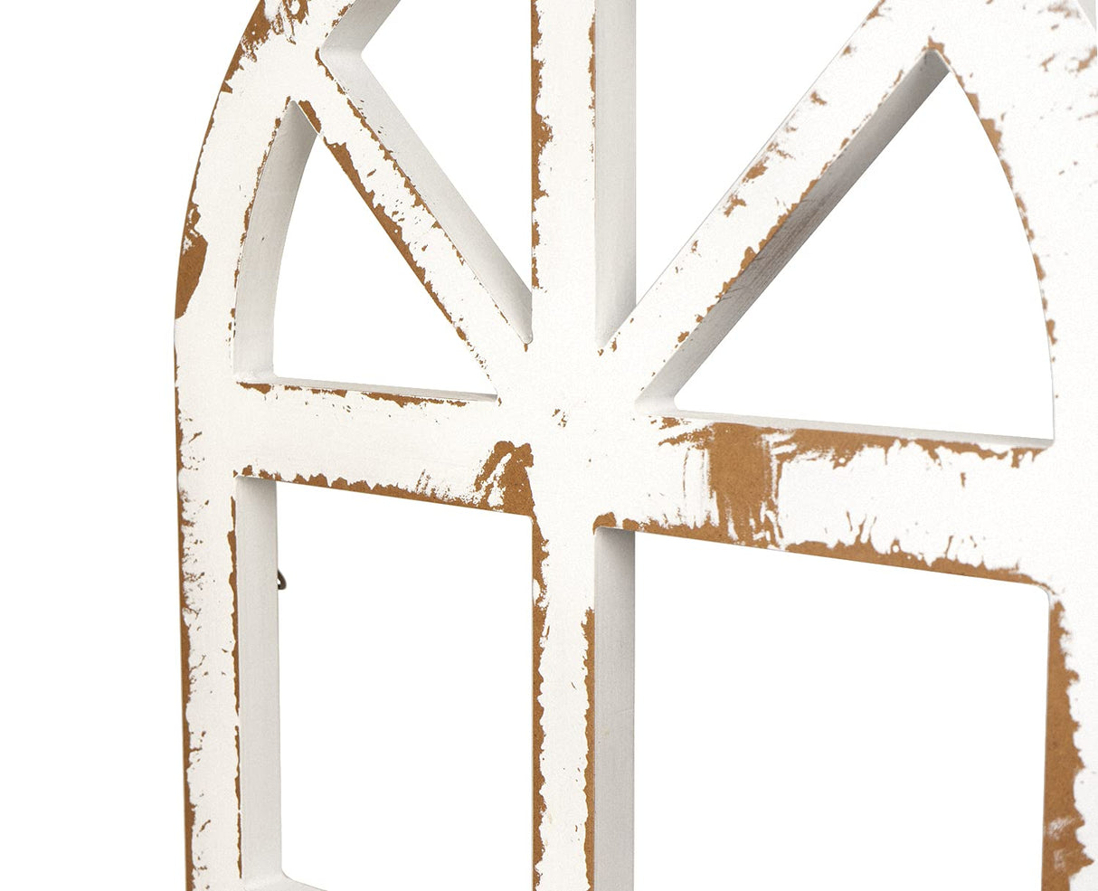 Toppay 2-Pack Distressed Arched Cathedral Window Frame Wall Decor, Antique White, 32 inchx16 inch Toppay
