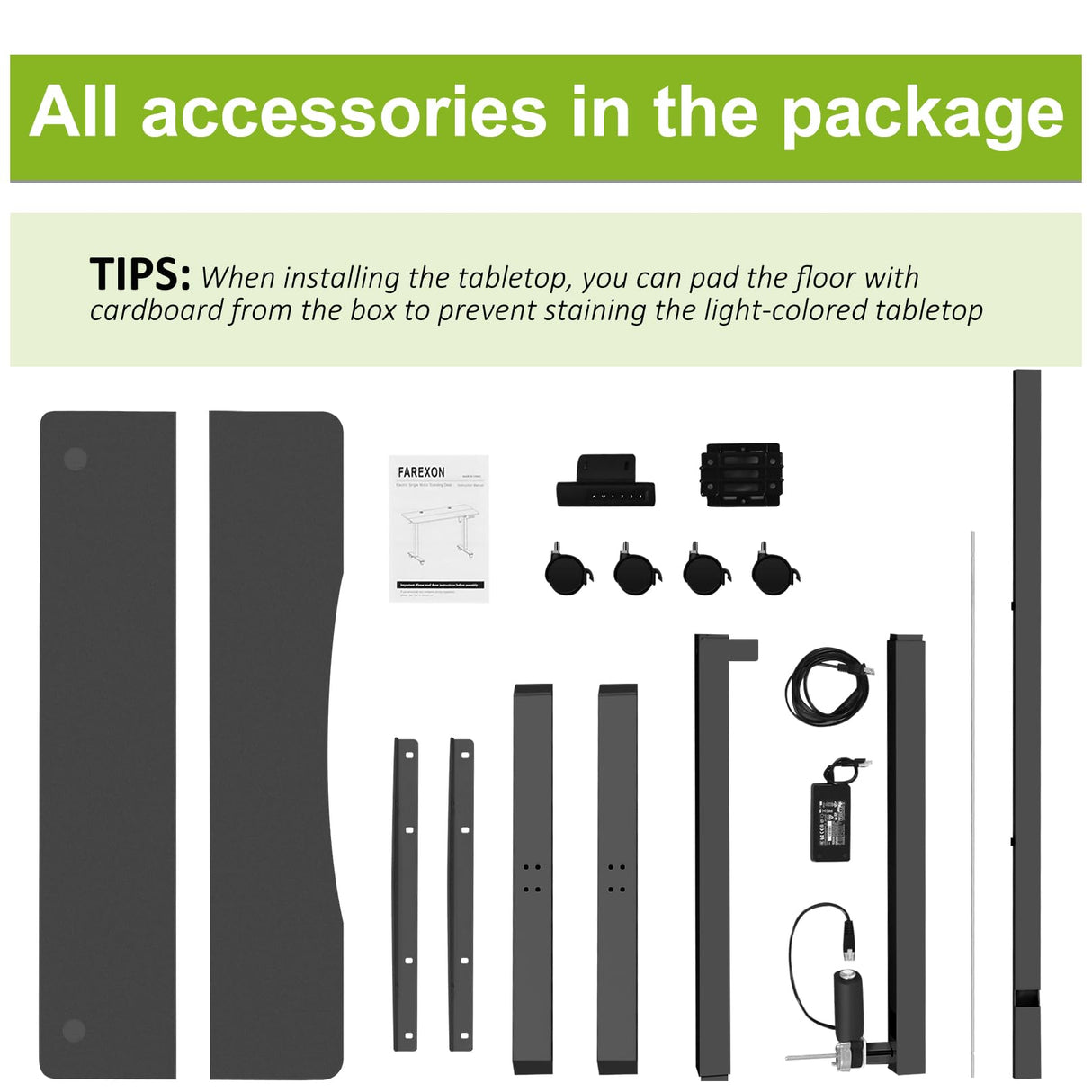 farexon Electric Standing Desk Adjustable Height, 48x24 Inches Computer Desk with Ergonomically Curved Desktop, Multifunctional Stand up Desk for Home/Office(Black) farexon