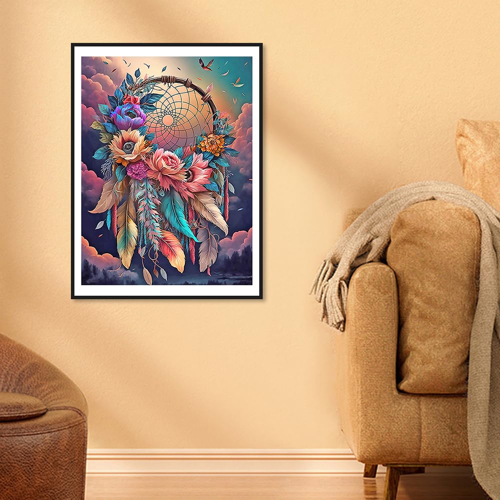 Acudotr Diamond Painting Kits for Adults, 5D DIY Diamond Art Kits for Beginners, Full Drill Diamond Painting Kits for Home Wall Decor, Dreamcatcher, 12x16 Inch Acudotr