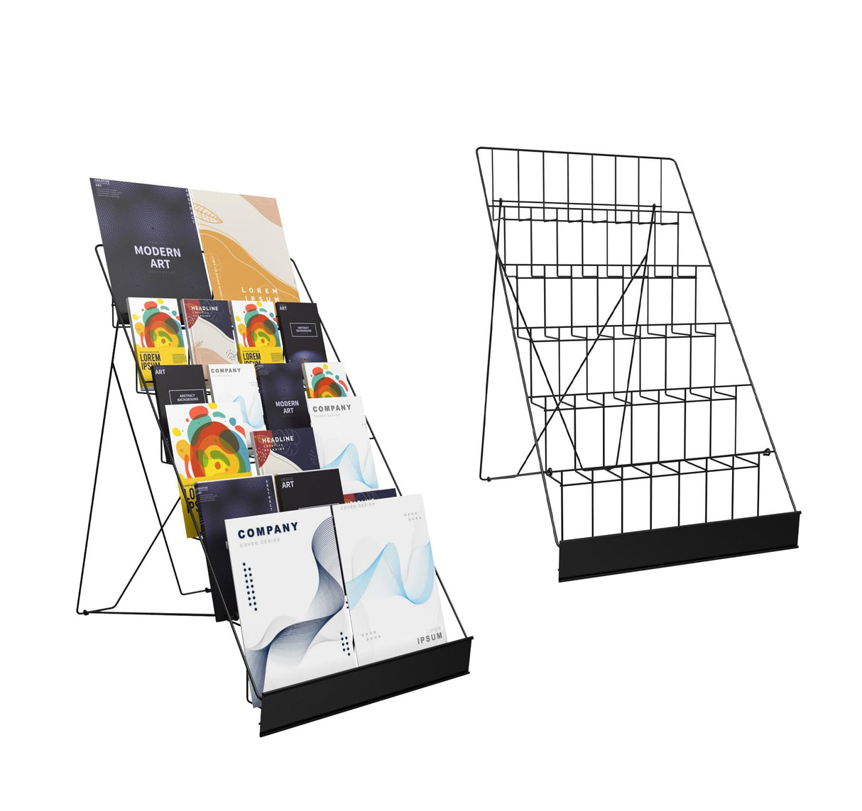ybaymy 6-Tier 18" Wide Metal Wire Magazine Rack,Table Top Book Display Stand with Sign Channel,Collapsible Commercial Display Holder for Comic,Greeting Card,Literature,Trade Show,Art Print ybaymy