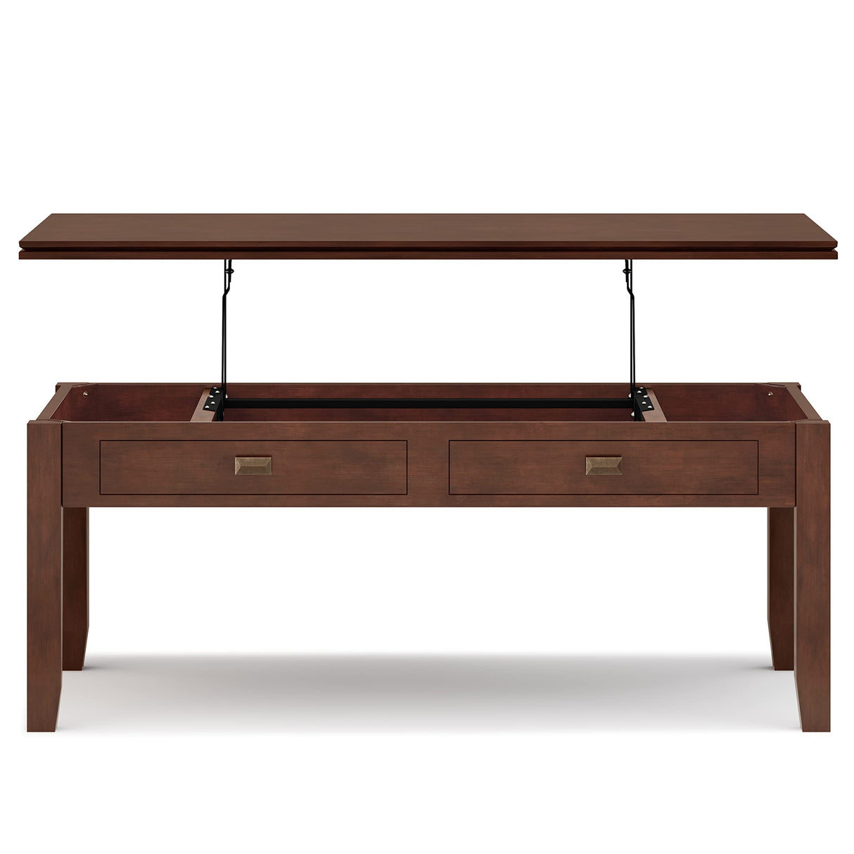 SIMPLIHOME Artisan SOLID WOOD 46 Inch Wide Rectangle Contemporary Lift Top Coffee Table in Russet Brown, For the Living Room and Family Room SIMPLIHOME